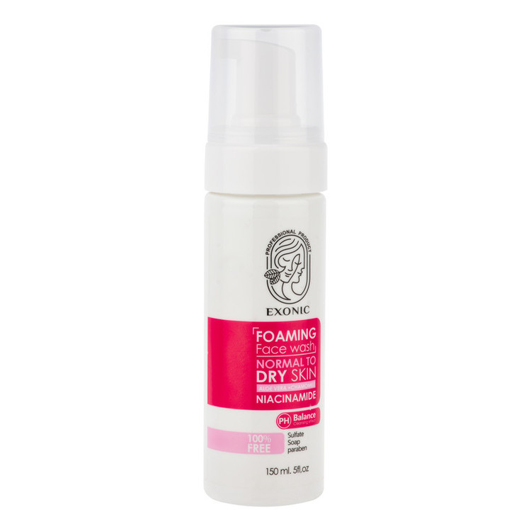 فوم شستوشوی صورت اگزانیک مدل NIACINAMIDE مناسب برای پوست نرمال و خشک حجم 150 میلی لیتر
